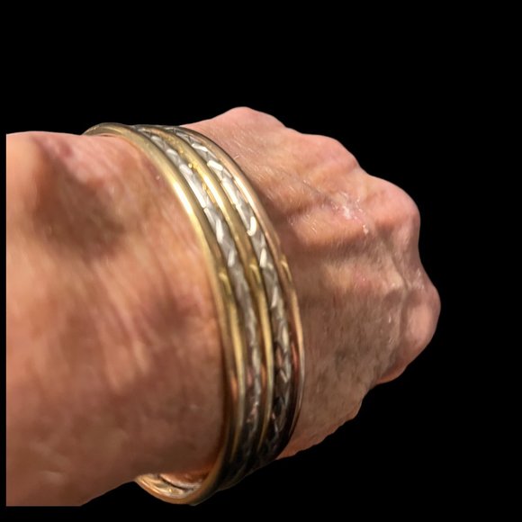 5 Vintage Tri Gold Bangles - 9251/2014kAU (3 mark) and 925AU (2 mark) - Picture 7 of 12